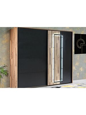 Armoire SIRIUS CROWN Avec 2 Portes - Chêne / Noir