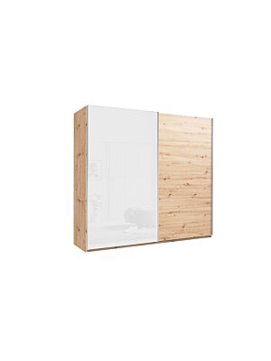 Armoire MUNDI Avec 2 Portes Coulissantes - Blanc / Chêne