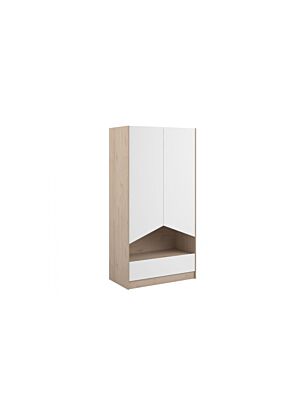 Armoire ÉTOILE  2 Portes Avec Tiroir - Blanc / Chêne