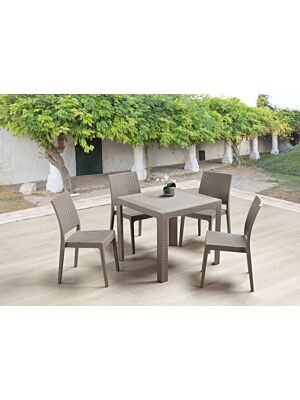 Set Table Carrée  SATURNO + 4 Chaises - Taupe