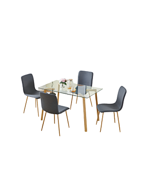 SET TABLE À MANGER PUNE + 4 CHAISES - Beige / Gris