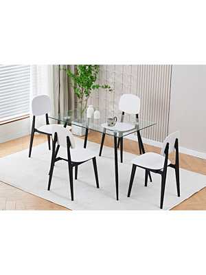 SET TABLE À MANGER INDORE + 4 CHAISES - Blanc / Noir