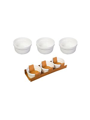 Set Apéritif En Porcelaine 3 Pièces  - Blanc