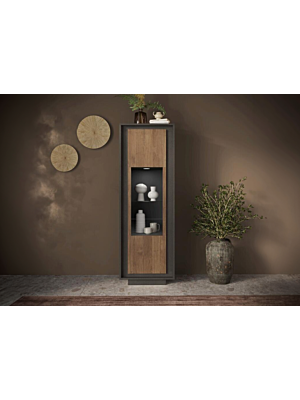 Vitrine 1 Porte SKY - Noir / Marron