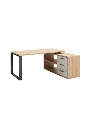 BUREAU DISEGNO ART AVEC CREDENCE Et 3 TIROIRS - Blanc crème / Beige