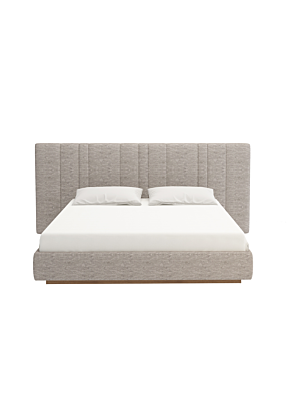 LIT LIONTE 180x200 Avec Sommier + Tête De lit Mobile - Gris