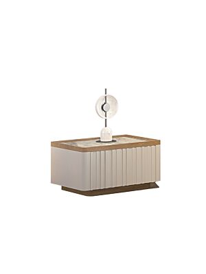 TABLE DE CHEVET LIONTE - Blanc / Beige