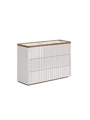 Commode LIONTE - Blanc / Beige