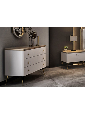 Commode LIDYA - Blanc / Beige