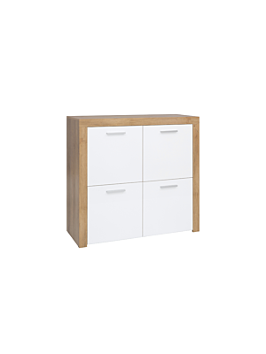 Commode BALDER 4 Portes  -  Blanc / Chêne