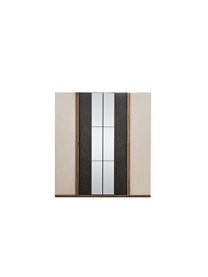 ARMOIRE ADEN 4 PORTES Avec Miroir - Blanc / Marron