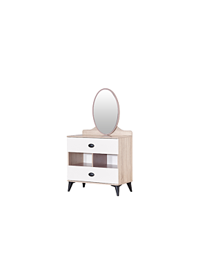 Commode MADO AVEC 2 TIROIRS ET Miroir - Chêne / Blanc