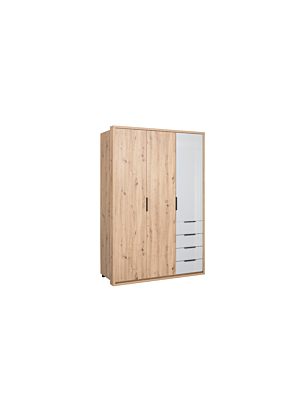 ARMOIRE VELATA 3 PORTES + 4TIROIRS- Chêne / Gris