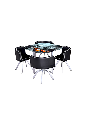 Set table à manger SPACE avec 4 chaises - Noir