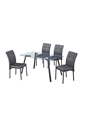 Set table à manger ROSHAN avec 4 chaises - Gris