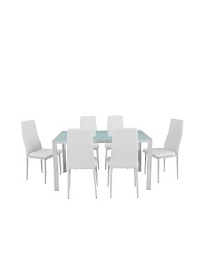 Set table à manger MIRO avec 6 chaises - Blanc