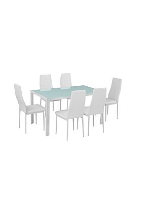 Set table à manger MIRO avec 6 chaises - Blanc