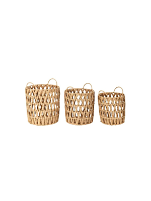 Lot De 3 Paniers Ajouré Avec Anses - Beige