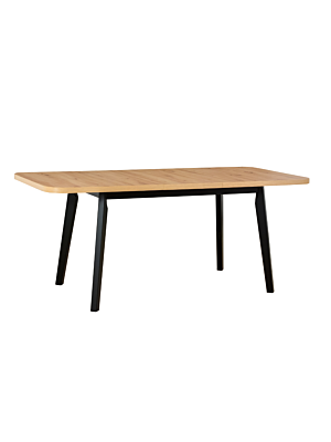 Table à Manger OSLO Extensible avec piètement Noir - Noyer Clair