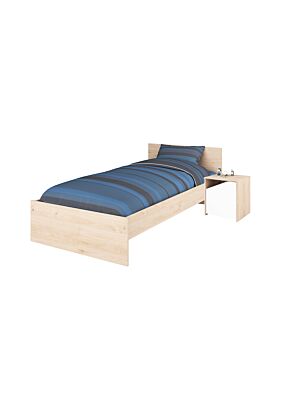 Pack Lit Étoile 90x190 Avec Sommier + Matelas + Table de chevet  - Chêne 