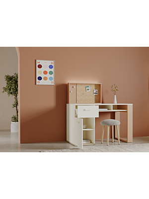 BUREAU CAMILLIA 1PORTE +1 TIROIR+ 2NICHES - Beige