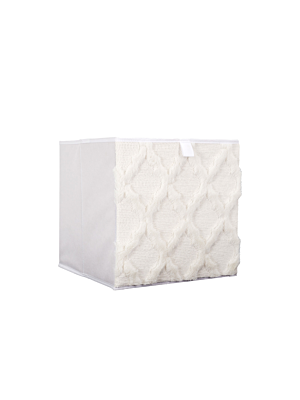 CUBE DE RANGEMENT PLIABLE 30x30cm TUFTE - Beige