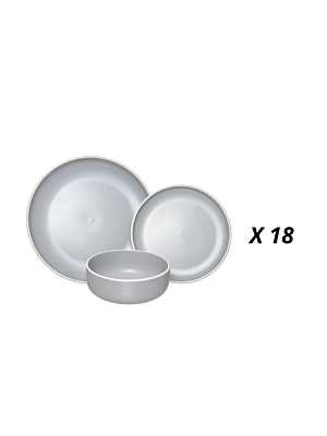 Service de 18 pièces en porcelaine - Gris