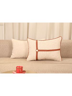 Coussin Bouclette Similicuir 50x10cm - Beige