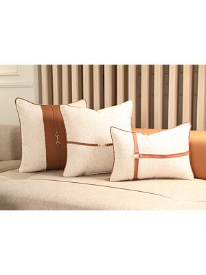 Coussin Bouclette Similicuir 48x10cm - Beige