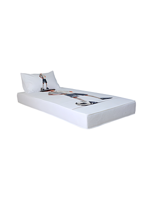 Pack Matelas Eco Imprimé + Oreiller 90x190cm  - Blanc / Gris