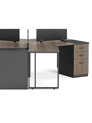 WORKSTATION RESPECT 3 places + 3 Caissons integrés - Marron / Gris