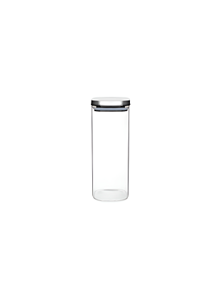 Bocal En Verre Avec Couvercle Inox 1900ml - Blanc