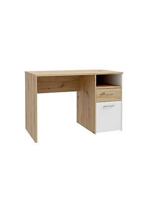 BUREAU CULGOA 1PORTE + 1TIROIR + 1NICHE – Chêne / Blanc