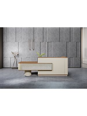 COMPTOIR DE RECEPTION CASCADE VENEER - Marron / Taupe