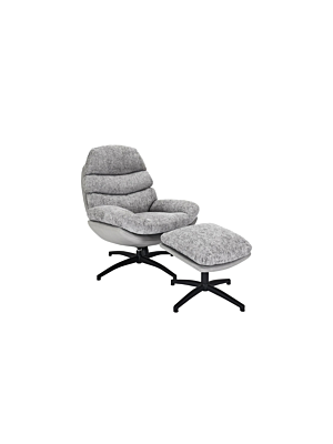 Fauteuil WILLIAM Avec Pouf - Gris