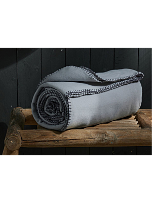 PLAID POLAIRE FINITION POINT DE CHEVAL - Gris Acier