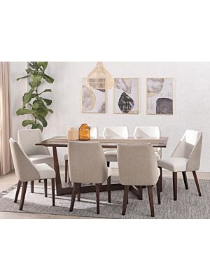 SET TABLE À MANGER KATLINE AVEC 8 CHAISES - Marron