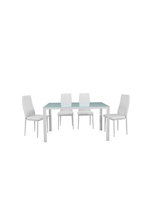 Set table à manger MIRO avec 4 chaises - Blanc