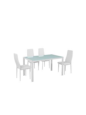 Set table à manger MIRO avec 4 chaises - Blanc