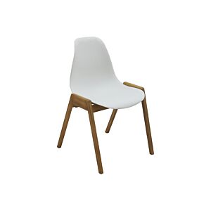 Chaise En Acacia EXOTICA Sans Accoudoir - Blanc Bon plan