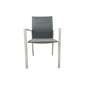 Chaise En Aluminium SPLENDOR Avec Accoudoirs - Blanc/Gris Bon plan