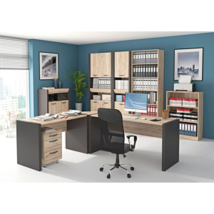 Bureau Opérationnel EXECUTIVE 120x70x76cm - Chêne Clair / Gris Foncé