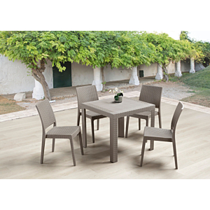 Set Table Carrée SATURNO + 4 Chaises Table de jardin