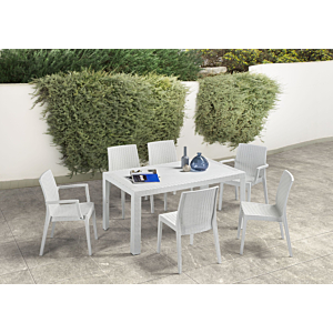 Set Table Rectangulaire URANO + 6 Chaises Table de jardin