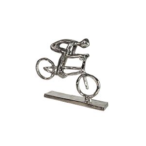 Statue Décoratif Homme En Vélo 33x28x6cm - Silver Bibelots