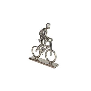 Statue Décoratif Homme En Vélo 27x6x35cm - Silver Bibelots