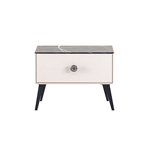 Table De Chevet NIA - Blanc / Noir / Marbre Chevet adulte