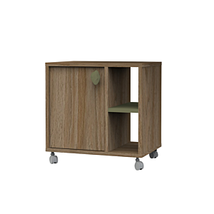 Caisson GRETA 1 Porte + 2 Niches - Beige / Vert Bibliothèques