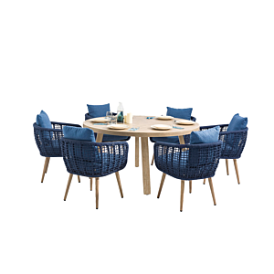 Set Table Avec 6 Chaises APPLE - Bleu Table de jardin