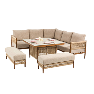 Coin Jardin OSLO 5 Places + Table Haute - Beige Salons bas avec Table Haute